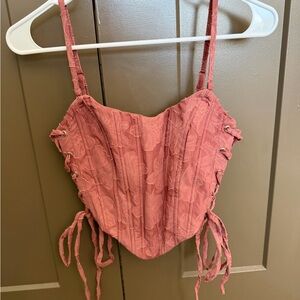 Windsor Pink Lace-Up Corset Top